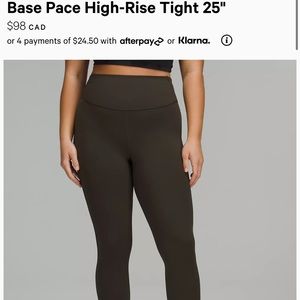 lululemon base pace high rise leggings
